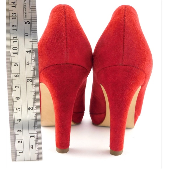 PAUL GREEN Red Suede Leather Platform Heel Pumps 3UK/5.5US - Picture 4 of 8